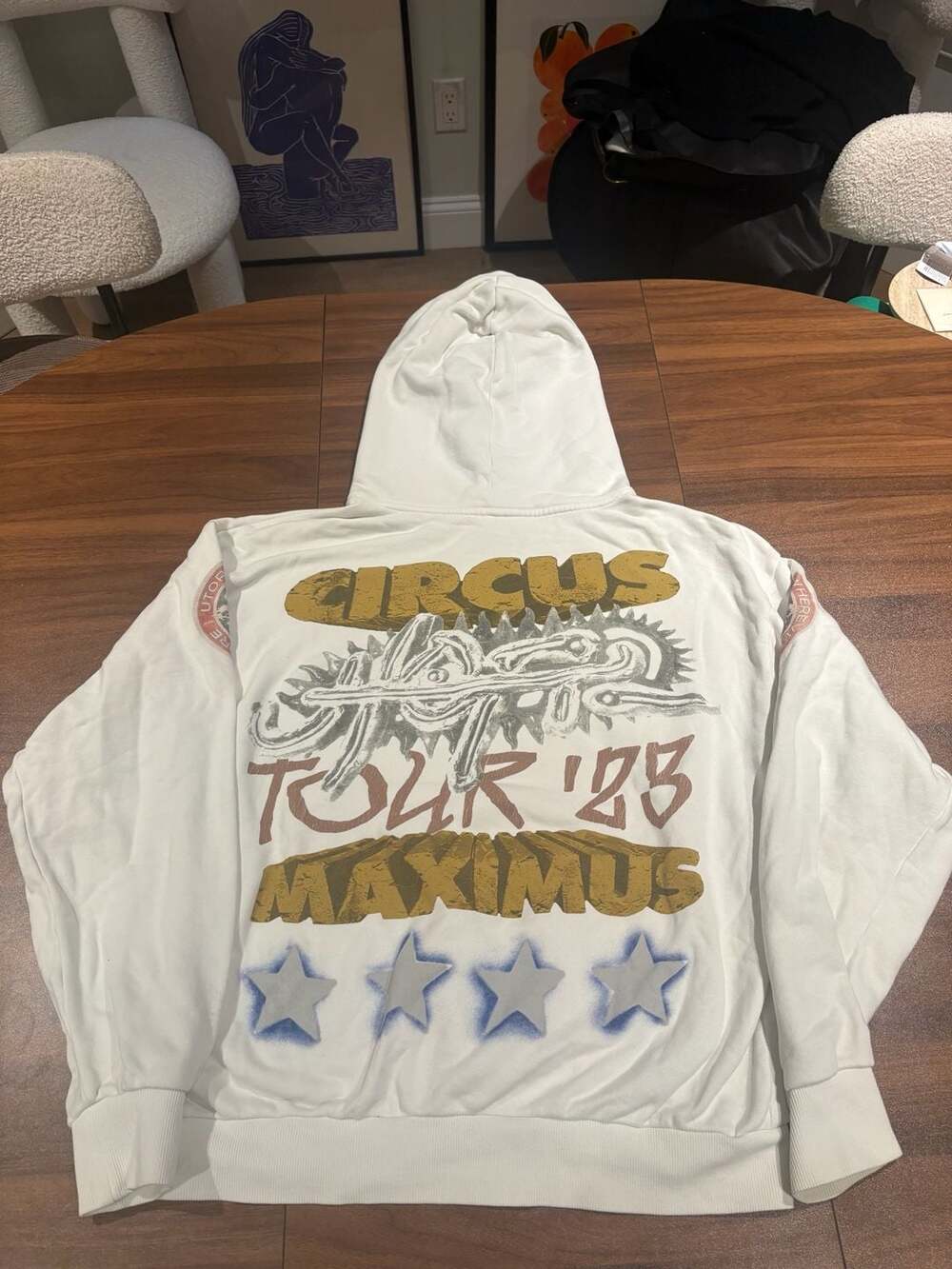 Travis Scott Utopia Circus Maximus Tour 2023 White Hoodie Size L